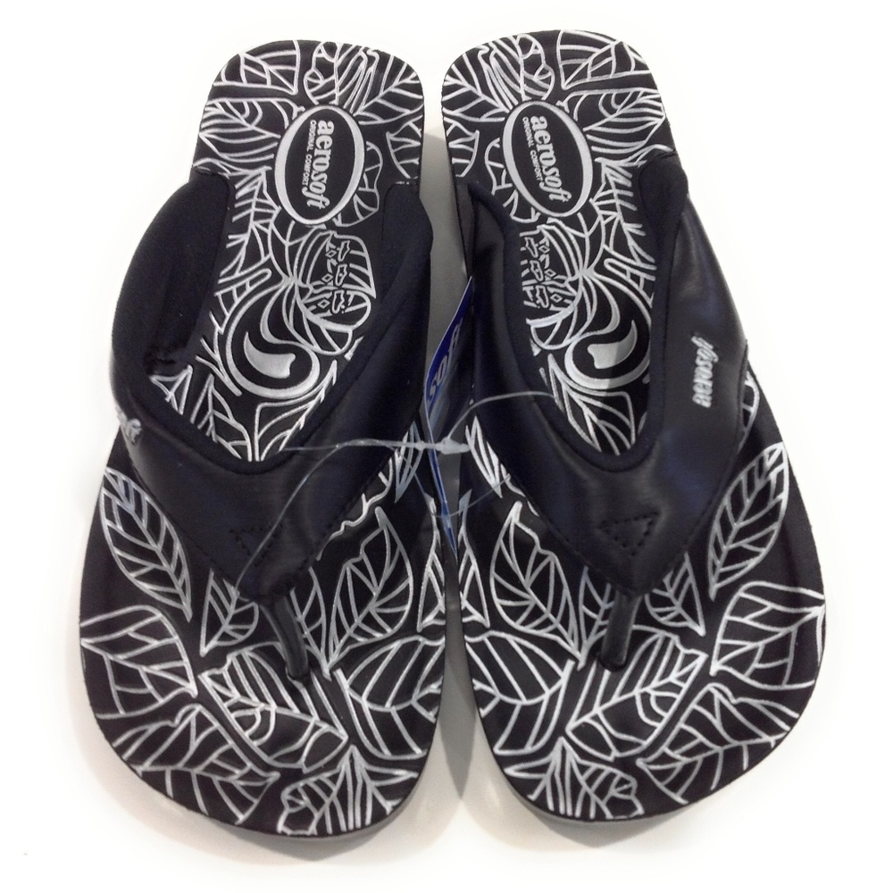 Aerosoft Black Comfortable Footwear Sandals
